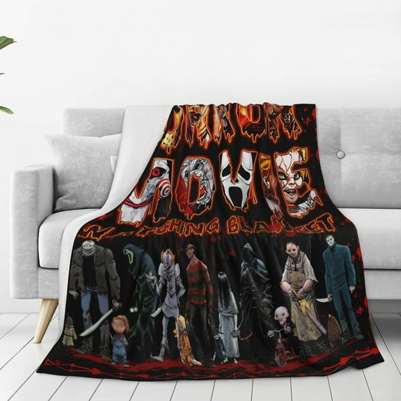 Custom Halloween Horror Movie Film Character Throw Blanket, Flannel Fleece Halloween Blankets And Throws For Bed, Anti-Static Air Condition Blanket 50"X40"