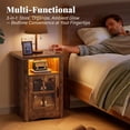 thumbnail image 4 of Lacoo End Table Set of 2 with LED Lights & Power Outlet, Side Table with Glass Door for Living Room, Nightstand with Storage for Bedroom, Brown, 4 of 7