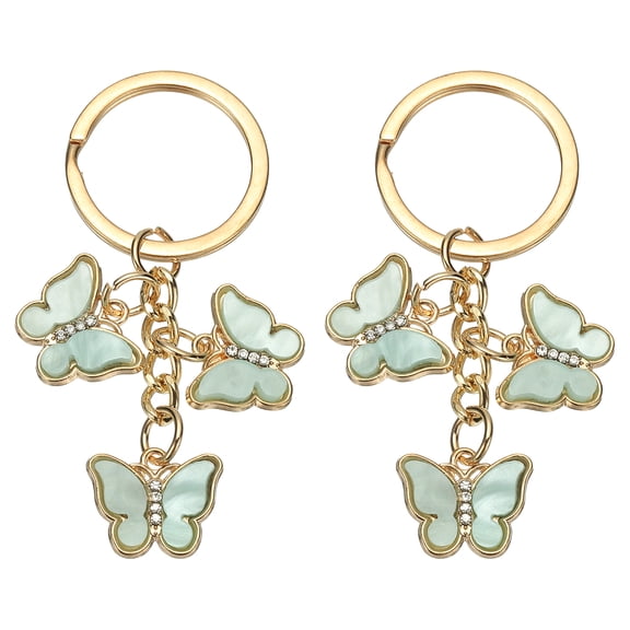 Uxcell 2Pcs Butterfly Keychain for Women, Cute Butterfly Keychain Chain Pendant Key Ring for Women Purse Bag Backpack Handbag Accessories Party Favors Birthday, Teal