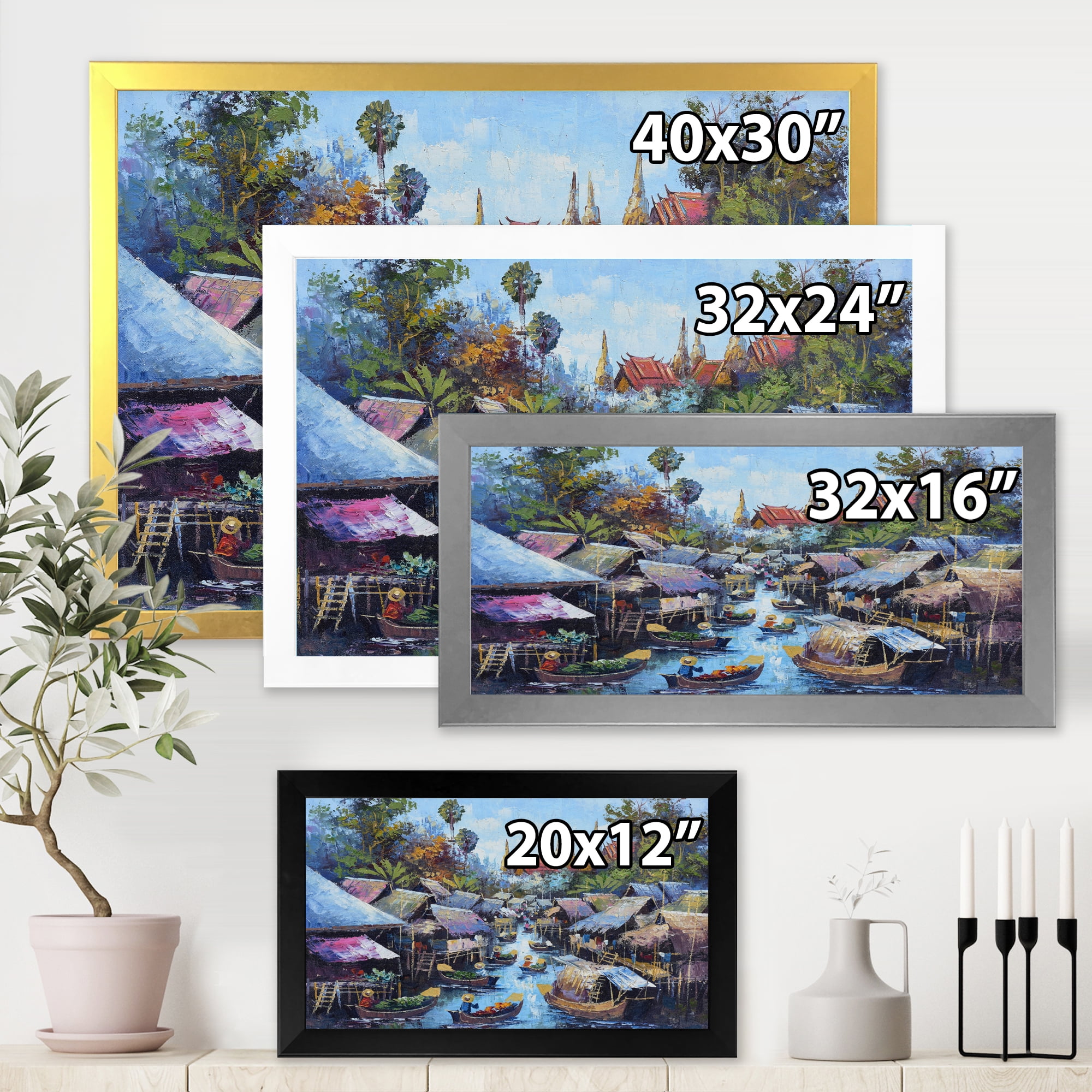 Designart 'Ancient Waterside Life I' Traditional Framed Art Print