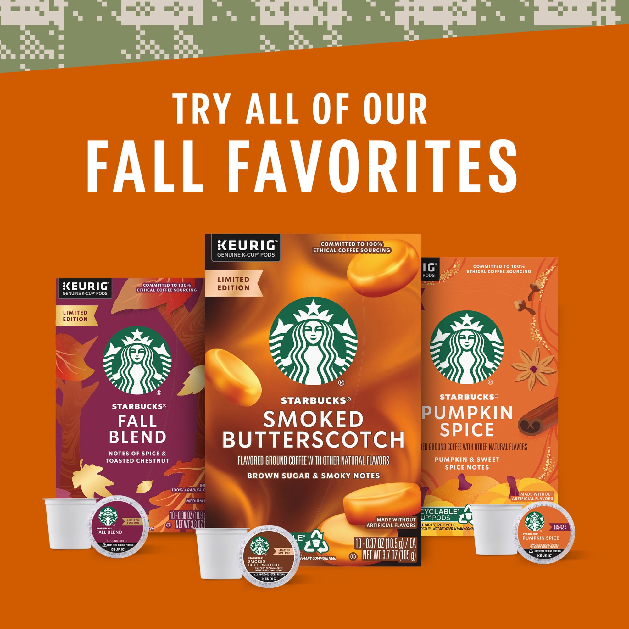 Starbucks Fall Blend K-Cup Coffee Pods, Medium Roast, 100% Arabica, 1 Box (22 Pods)