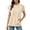 Beige, variant on Ticikt Women's Short Sleeve Sweatshirt, Crew Neck Casual T-Shirt with Front Kangaroo Pocket,Blue,L