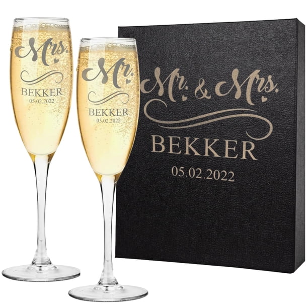 Set de copas de champán para regalos con inscripción personalizada Mr & Mrs