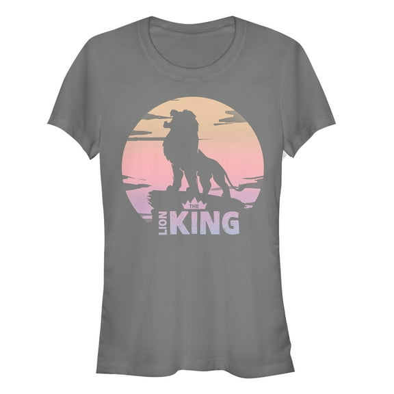 Junior's Lion King Sunset Pride Rock Pose Graphic Tee Charcoal 2X Large