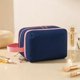 thumbnail image 2 of Neceser de viaje con organizador de maquillaje, estuche cosmético de doble compartimento, bolsa de almacenamiento de terciopelo impermeable para artículos de tocador, brochas de maquillaje,, 2 of 6