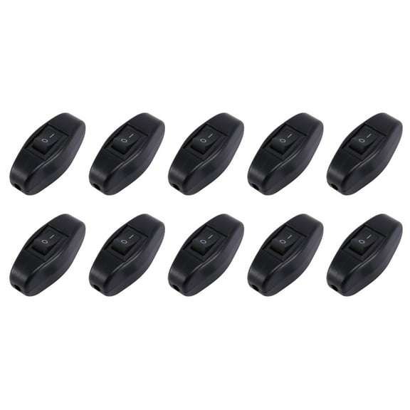 10X Black Bedroom on Button in Line Switch 6A/250VAC 10A/125VAC