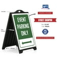 thumbnail image 2 of M&T Displays Black Street SignPro Board, Weatherproof A-Frame Sidewalk Curb Sign with 2 24x36 inch Matt Laminated Anti-Glare EVENT PARKING ONLY Sticker Signs, Folding Portable Double Sided, 2 of 8