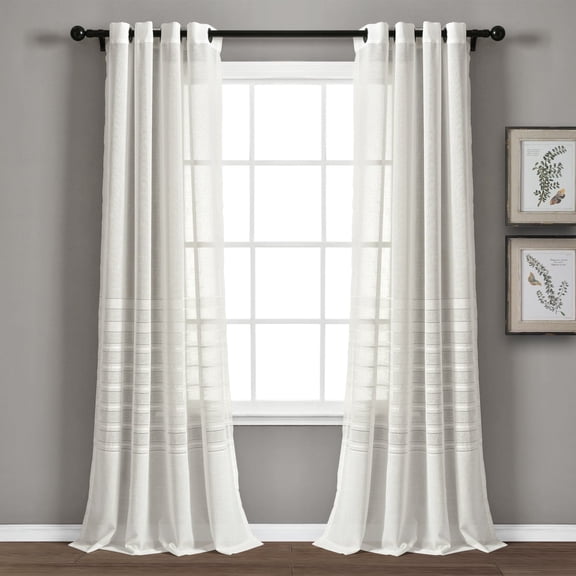 Bridie Grommet Sheer Window Curtain Panels White 52X84 Set