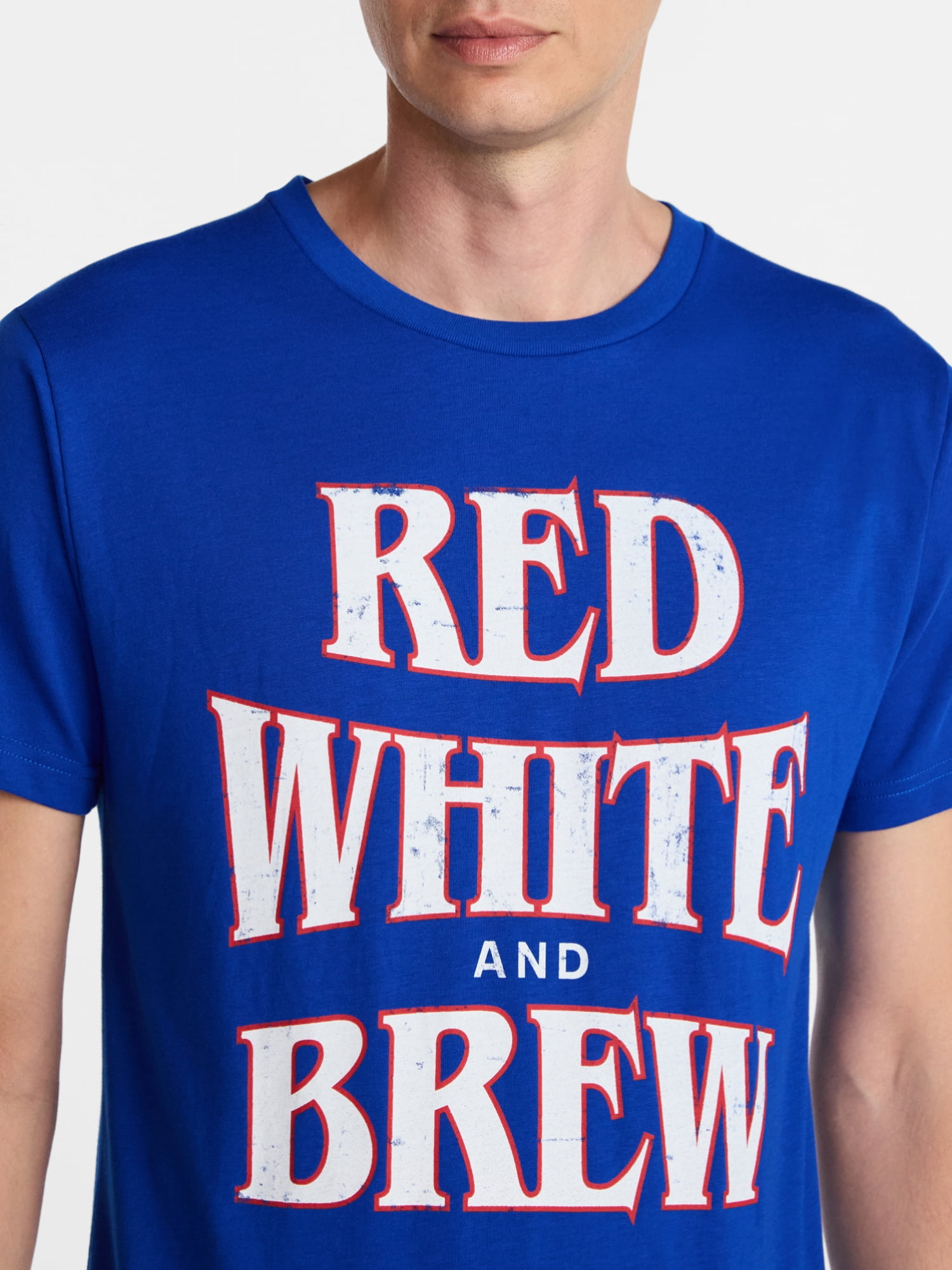 Americana Men's and Big Men's Red White Brew Graphic Tee Shirt from Way to Celebrate, Sizes XS-3XLT