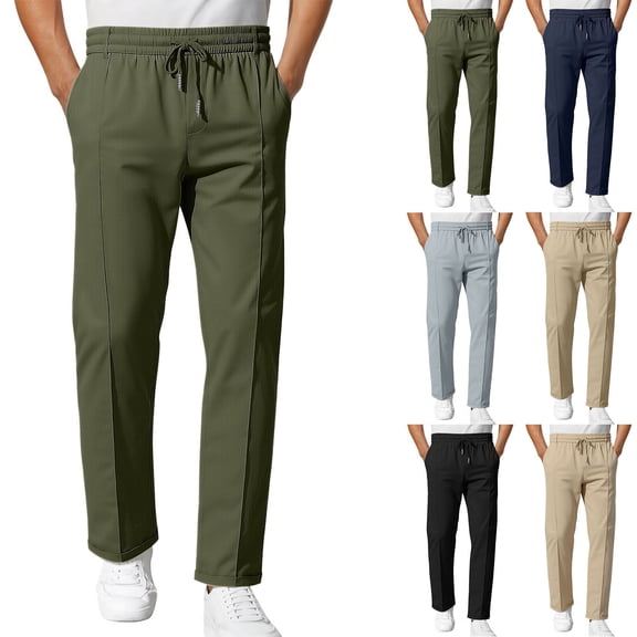 Men's Straight Leg Sports Pants, Casual Joggers Elastic Waist Drawstring, Quick Dry Breathable Lightweight for Running Gym Workout Daily Wear Activewear | AESTIVO,Army Green L