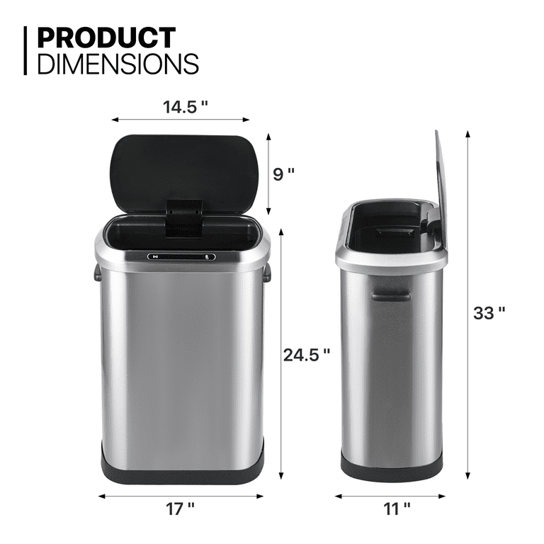  GINMAON Automatic Trash Can 13 Gallon Garbage Can with