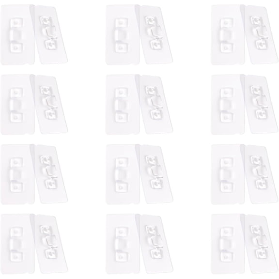Double Sided Adhesive Hooks, 12 Set No Drill Wall Hooks Clip Adhesive Wall Hooks Clear Self Adhesive Sticker Hooks for Bathroom Kitchen Office