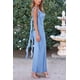 thumbnail image 4 of Vestido PRETTYGARDEN 2025 Verano Maxi Largo sin Mangas con Volantes L - Azul, 4 of 8