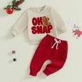 thumbnail image 2 of Toddler Baby Girl Boy Christmas Outfit Gingerbread Man Embroidery Sweatshirt Top Pants Set Fall Winter Xmas Holiday Clothes, 2 of 8