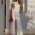 thumbnail image 2 of Monos de mujer de un solo hombro sin mangas, pantalones de pierna ancha, cintura ceñida, monos de empalme sólido, una pieza, primavera 2024, 2 of 4