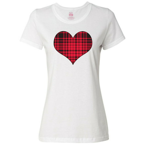 Inktastic Red Plaid Heart Women's T-Shirt