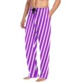 thumbnail image 5 of HPINK-T Mens Sleep Pajama Pants Set Bottoms Black Hot Pink Stripes Fleece Lounge Sleepwear PJs S, 5 of 7