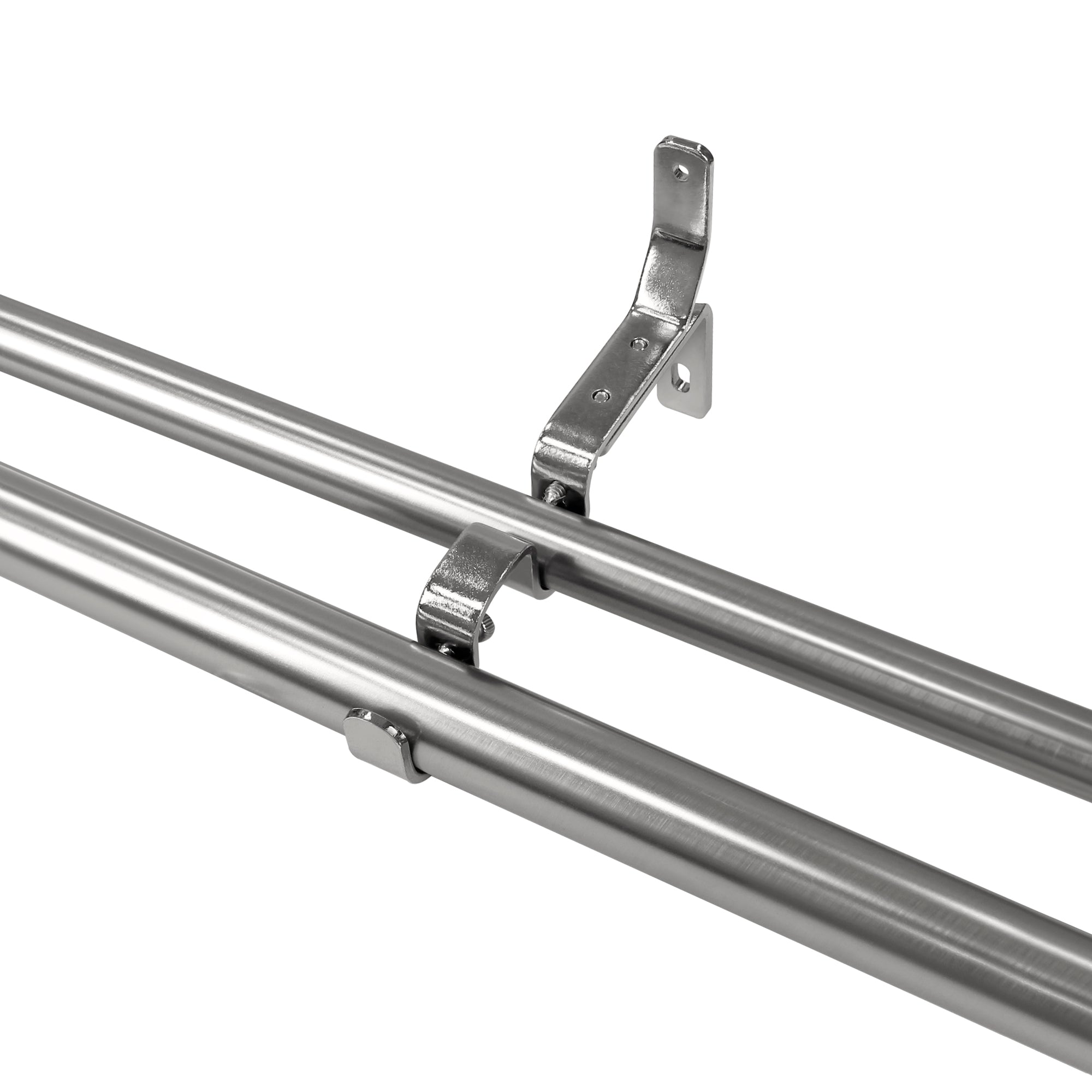 Double Curtain Rod Brackets 1" & 3/4" | 3-Pack | Heavy-Duty Metal Window Hardware for Layered Drapes & Sheers