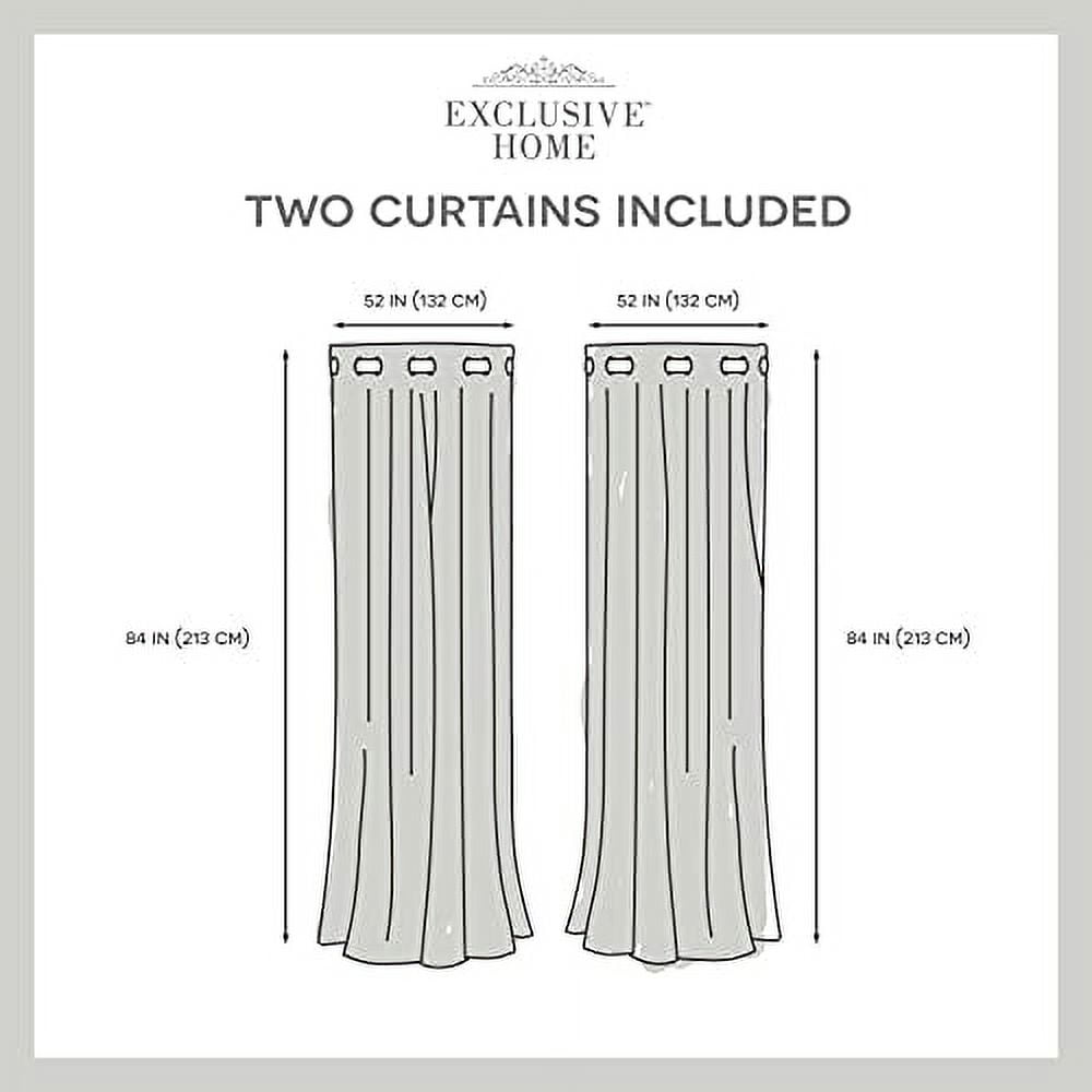 Exclusive Home Burke 100% Blackout Grommet Top Curtain Panel Pair, 52"x96", Black, Set of 2