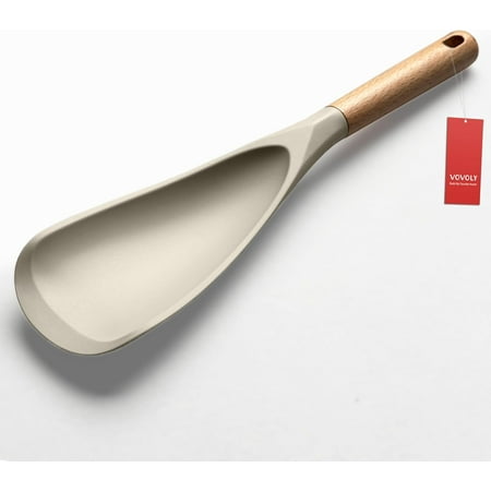 

VOVOLY Cooking Spoon for Nonstick Cookwares Silicone Spoon for Mixing Scoop and Scrape Khaki 11