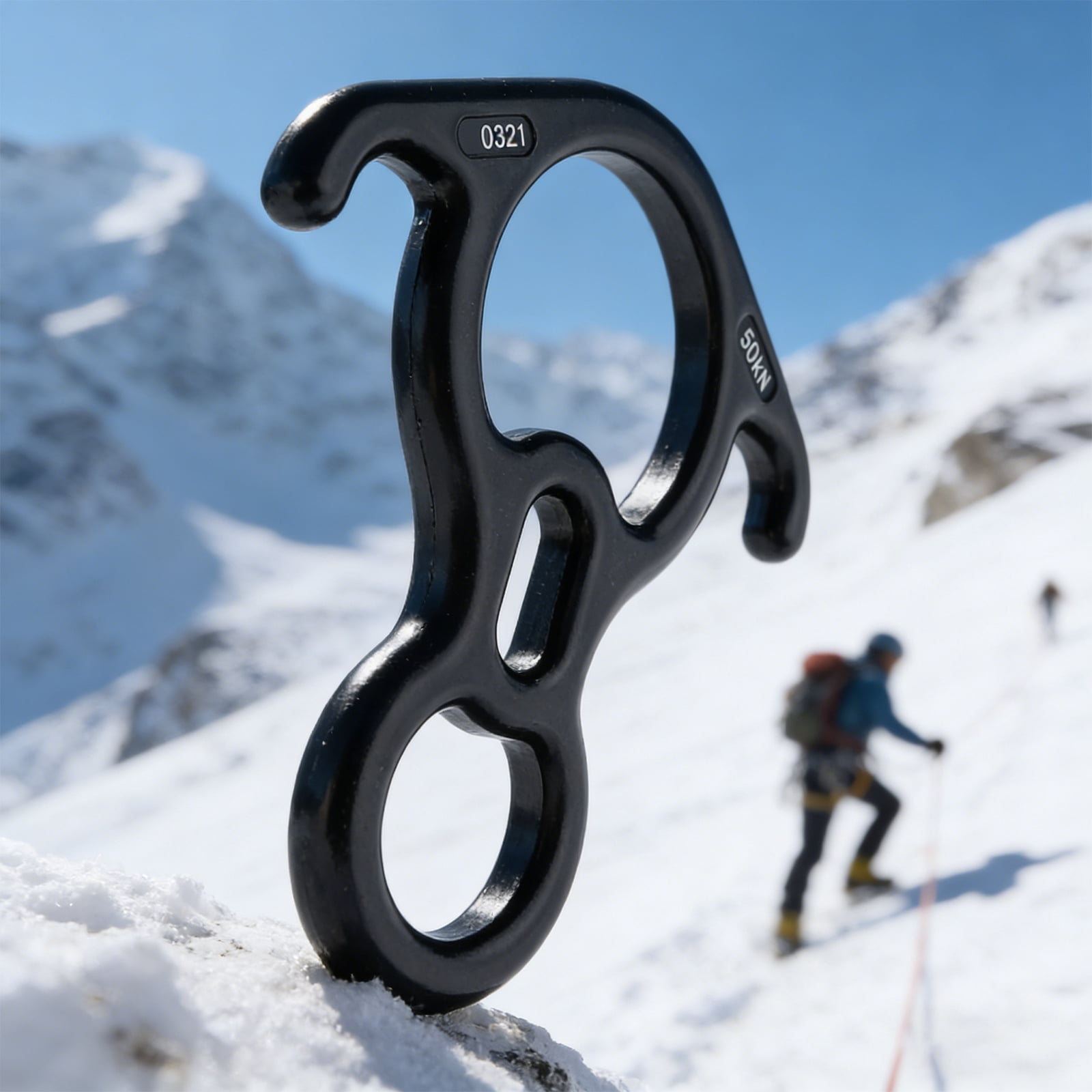 Professional Rock Climbing Equipment Figures 8 Descender For Safe And Controlled Descent In Mountaineering Environment