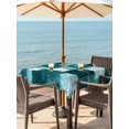 thumbnail image 3 of Outdoor Tablecloth with Umbrella Hole for Patio/Picnic/Party/Camping, Abstract Geometric Waterproof Table Cloth Square Cover Washable, Vintage Minimalist Patchwork Art Teal Green (60"x 60"), 3 of 9
