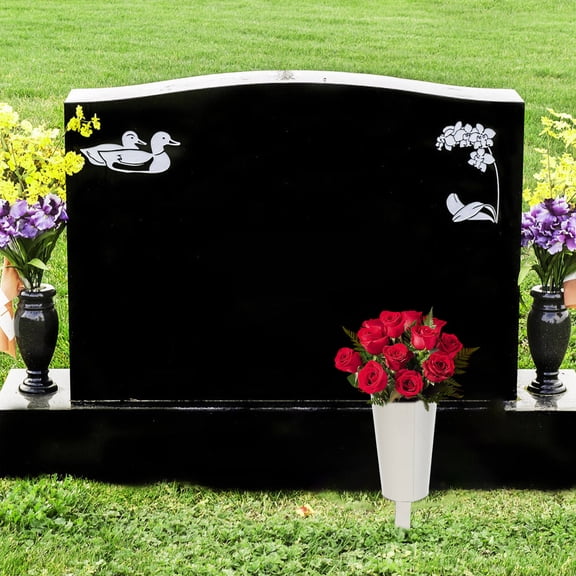 ELAYARD White Iron Weather-Resistant Grave Flower Vase 13x9x20cm Headstone Attachment