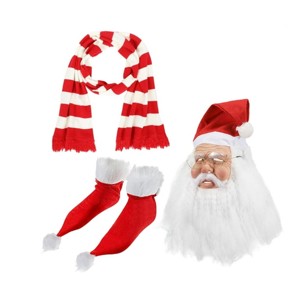 Máscara de Papá Noel realista, transpirable, de látex, para disfraz Con calcetines