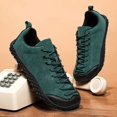 thumbnail image 3 of Men's Lace‑Up Low‑Top Hiking Trail Shoes, Synthetic Leather Upper Mesh Lining Square Toe Rugged Rubber Outsole Lightweight Footwear For Trekking Walking And Daily Outdoor Activities, 3 of 7