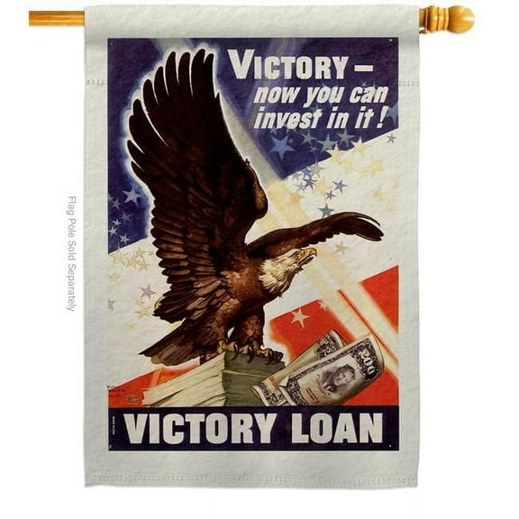 US Brotherhood H183067-BO 28 x 40 in. Invest Victory House Flag with Armed Forces Veterans Double-Sided Decorative Vertical Flags Decoration Banner Garden Yard Gift