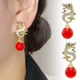 thumbnail image 4 of 2024 New Dragon Hanging Bead Earrings Multi-Color Pearls Sales Dangle Drop F0L4, 4 of 6