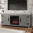 thumbnail image 3 of IHOMEadore Electric Fireplace TV Stand up for 65" TVs, Rustic Media Console with Storage, Adjustable Shelves, Heater, 3 of 12