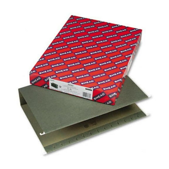 Smead 3'' Capacity Box Bottom Hanging File Folders- Legal- Green- 25/Box