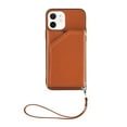 thumbnail image 6 of Dteck For iPhone 12,Shockproof Wallet Stand Card Slots Wristband PU Leather Case Cover,Brown, 6 of 6
