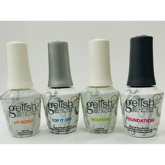 Gelish Soak Off Gel Nail Polish Kit - Fantastic Four Collection ( pH BOND, TOP IT OFF , FOUNDATION & NOURISH )