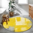 thumbnail image 4 of Round Area Rug 3 Ft, Yellow Grey Washable Non-Slip Circle Carpet for Living Room/Bedroom, Modern Abstract Mottled Ombre Aesthetic Low-Profile Small Floor Mats Collection Rugs for Indoor, 4 of 7