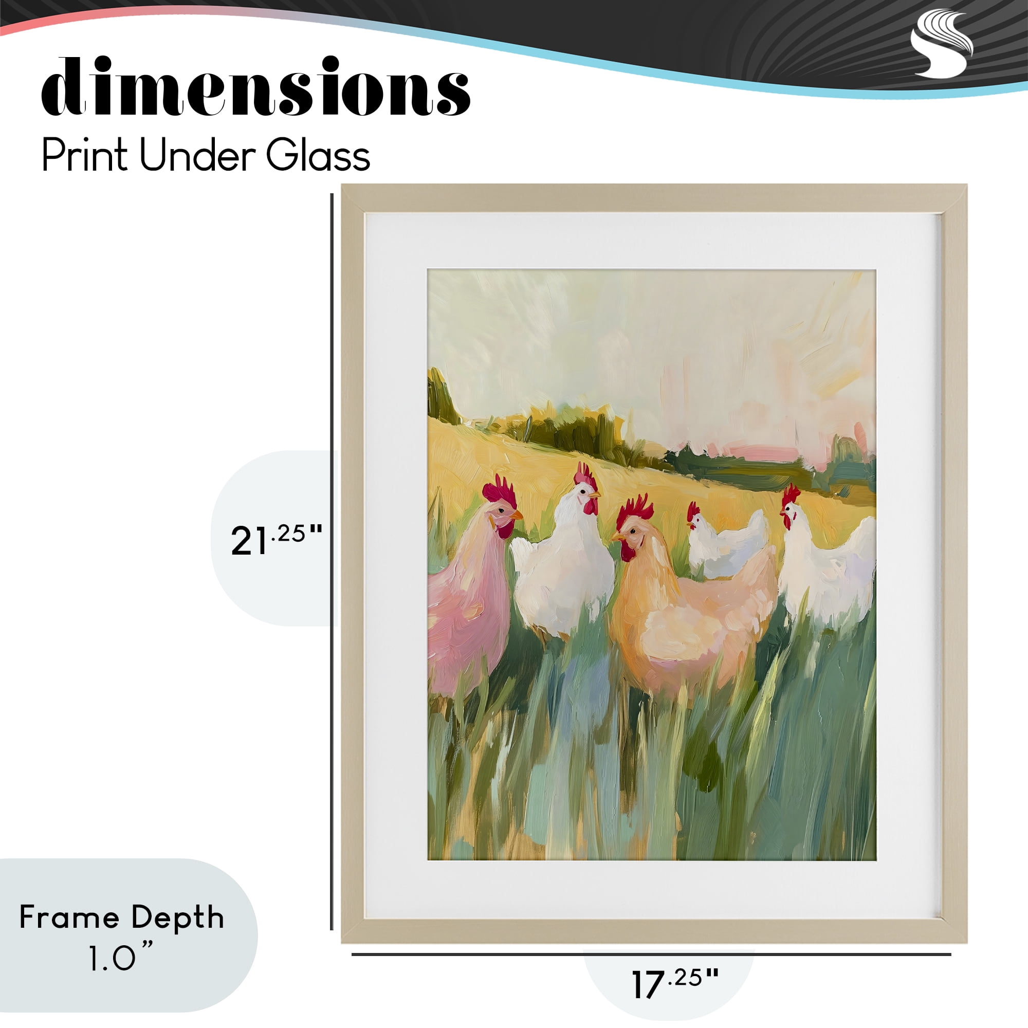 Stupell Industries Sunlit Flock of Chickens Birch Framed Print Under Glass, design by The Prints Vibe