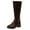 Brown, variant on Women's Knee High Boots Block Heels with Side Zipper and Stretchy Elastic Panels Calf Tall Stretch Retro Low Heel Fall Boots Women