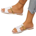 thumbnail image 3 of Domuza Women's Casual Versatile Flat 2026 Spring Summer Trendy Textured Comfortable Beach Sandals White 8.5（EU-41）, 3 of 7