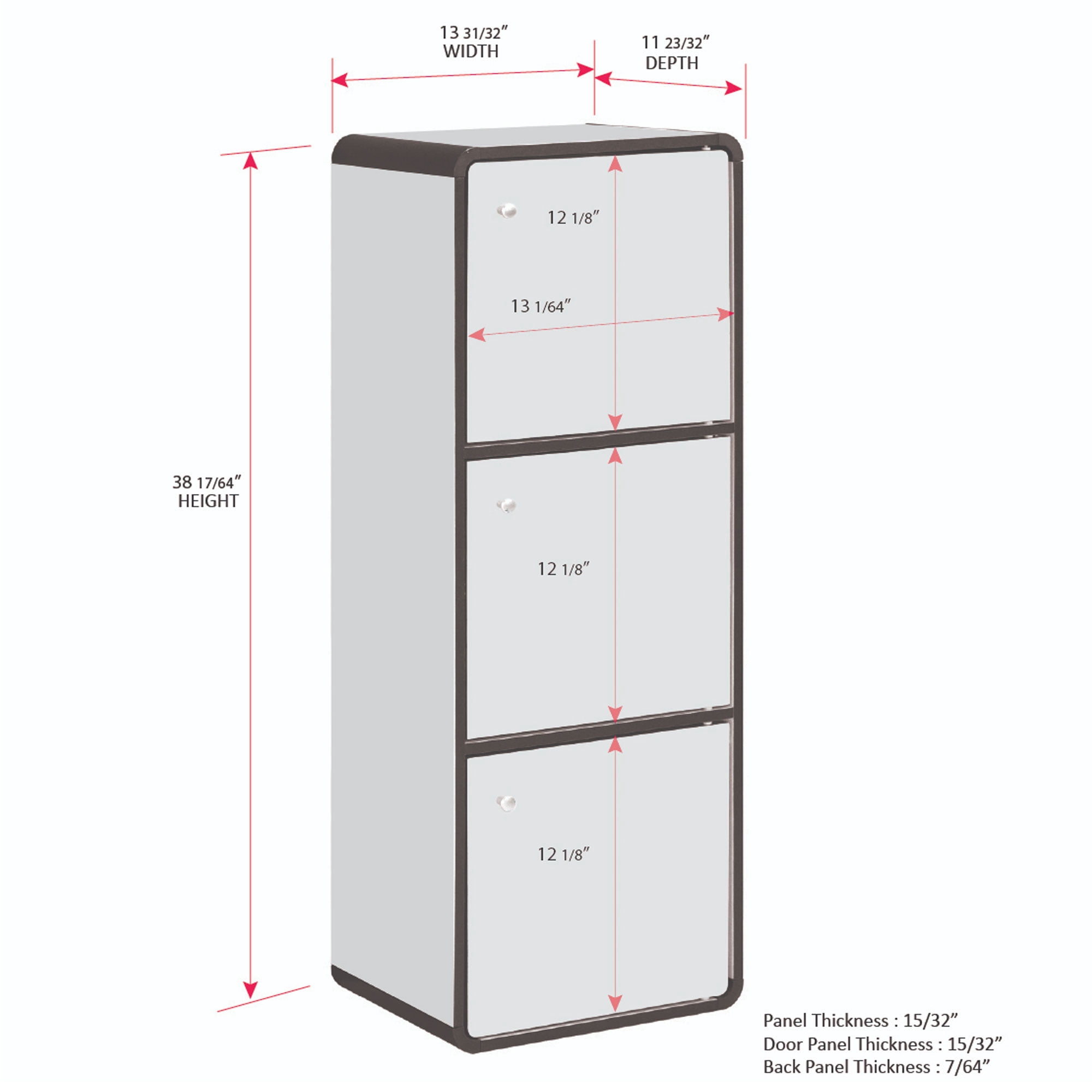 Kings Brand Furniture Dothan Wood 3-Cubed Closed Bookcase - Storage Shelf Organizer Bookshelf, White
