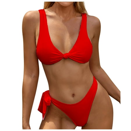 

VKEKIEO One-Piece Swimsuit Sport Bra Style Padded Red S