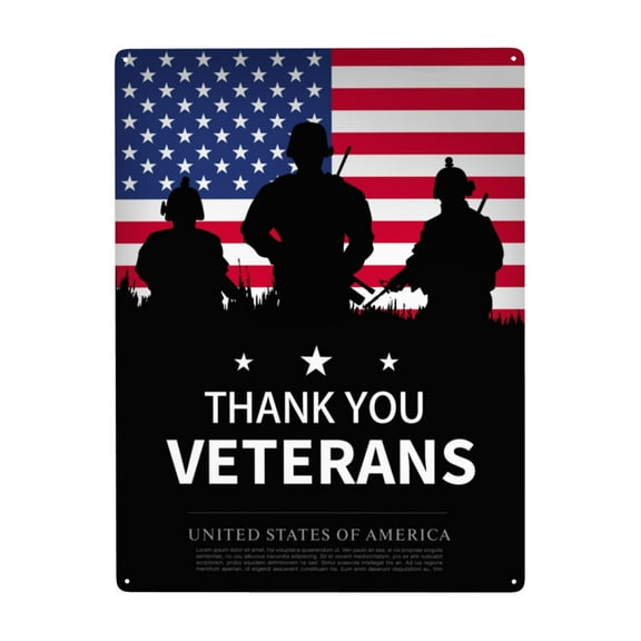 Thank You Veteran Metal Sign Decor Tin Hanging Picture Wall Decoration 12x16 Inches