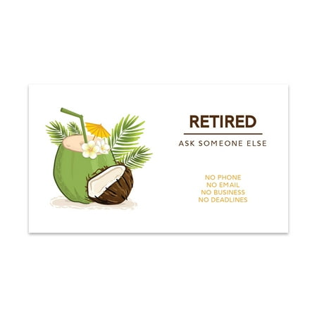 Koyal Wholesale Funny Retirement Business Cards, Ask Someone Else Coconut Cocktail Retired Business Cards, 100-Pk