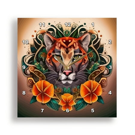 3dRose, Simply Citrus Lemon Slices Floral Pattern Kaleidoscope, 15x15 Wall Clock