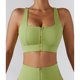 thumbnail image 3 of Sujetador deportivo ejercicio jogging correr a prueba de golpes push up cremallera frontal apertura mujeres entrenamiento sujetador verde S, 3 of 8