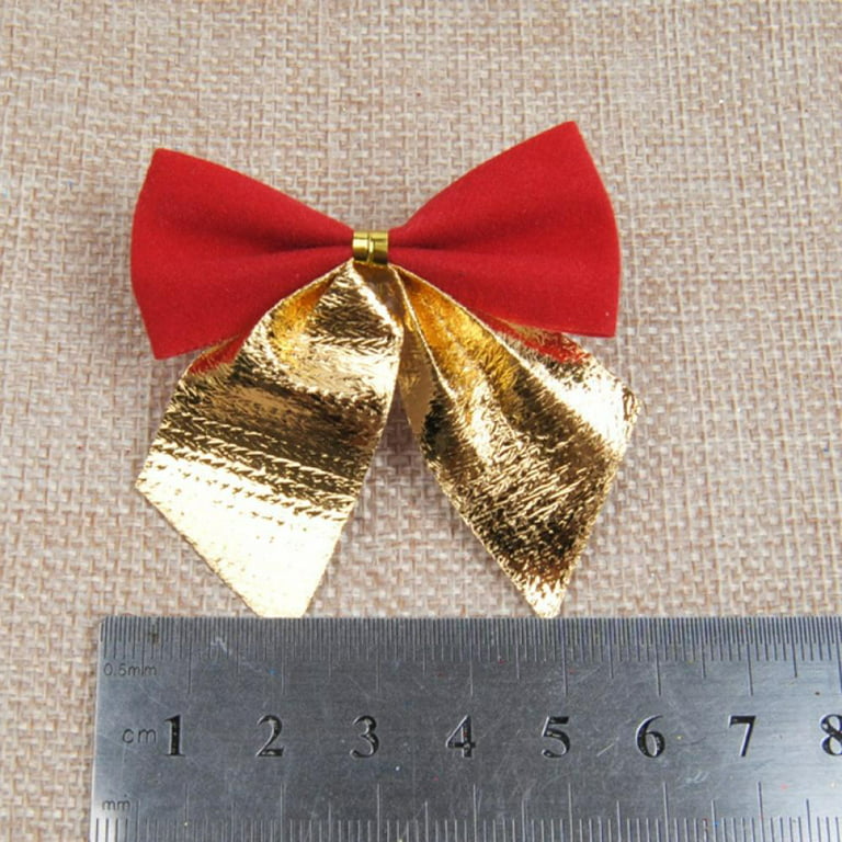 Small 5-6 Hand Made Metallic Gold Wired Christmas Bow - Wreath
