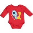 thumbnail image 3 of Inktastic Rocket Spaceship Happy First Birthday Boys or Girls Long Sleeve Baby Bodysuit, 3 of 5