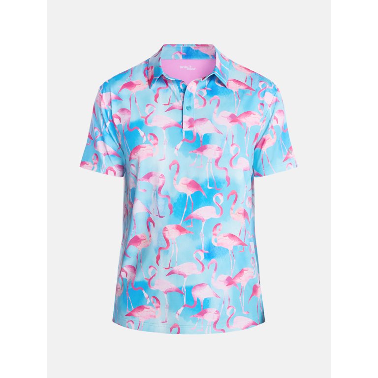 Birdie Bound Men's Artsy Flamingos Polo Shirt photo 5