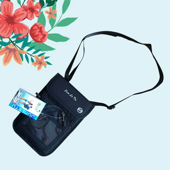 Minkissy Classic Neck Purse for Travel Black Nylon 1Pcs Organized Storage