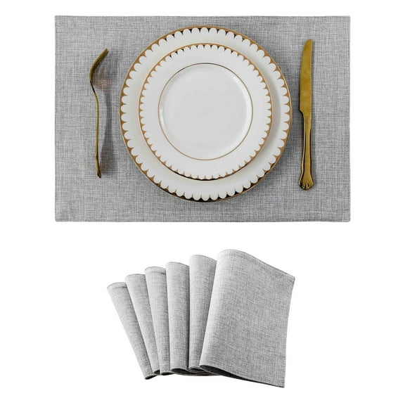 XmhyTop 4 Pcs Cloth Placemats, Light greyTable Place Mats 33*48cm (12.99*18.9in), Washable Table Mats for Dining Table, Kitchen, Home Decor, Durable Polyester Material